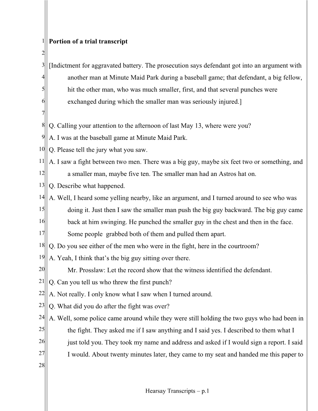 California Line Numbered Pleading Template