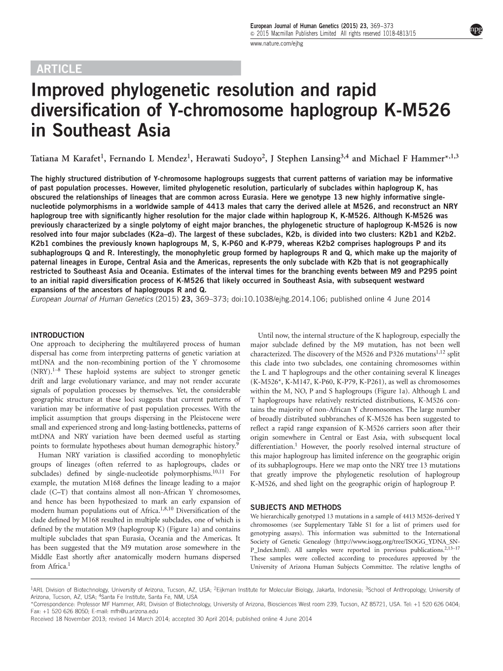 Improved Phylogenetic Resolution and Rapid Diversification of Y-Chromosome Haplogroup K-M526 in Southeast Asia