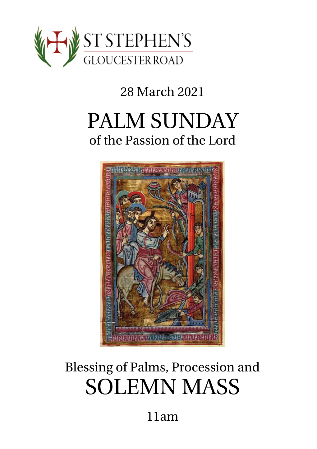 Order of Mass for Palm Sunday, 28 March 2021