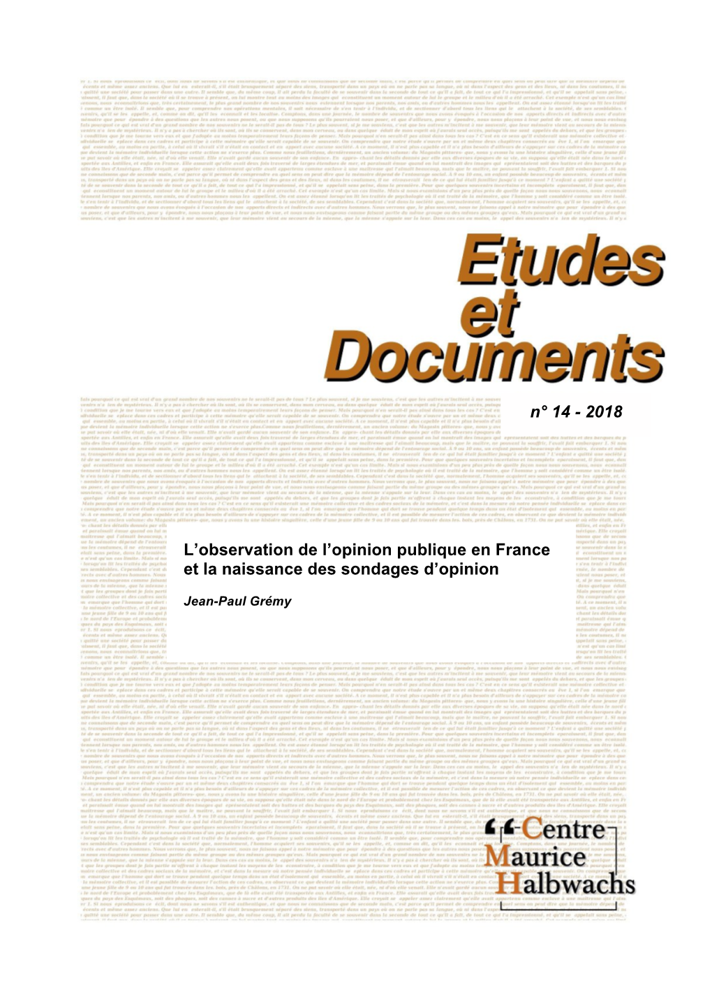 Etudes Et Documents#14