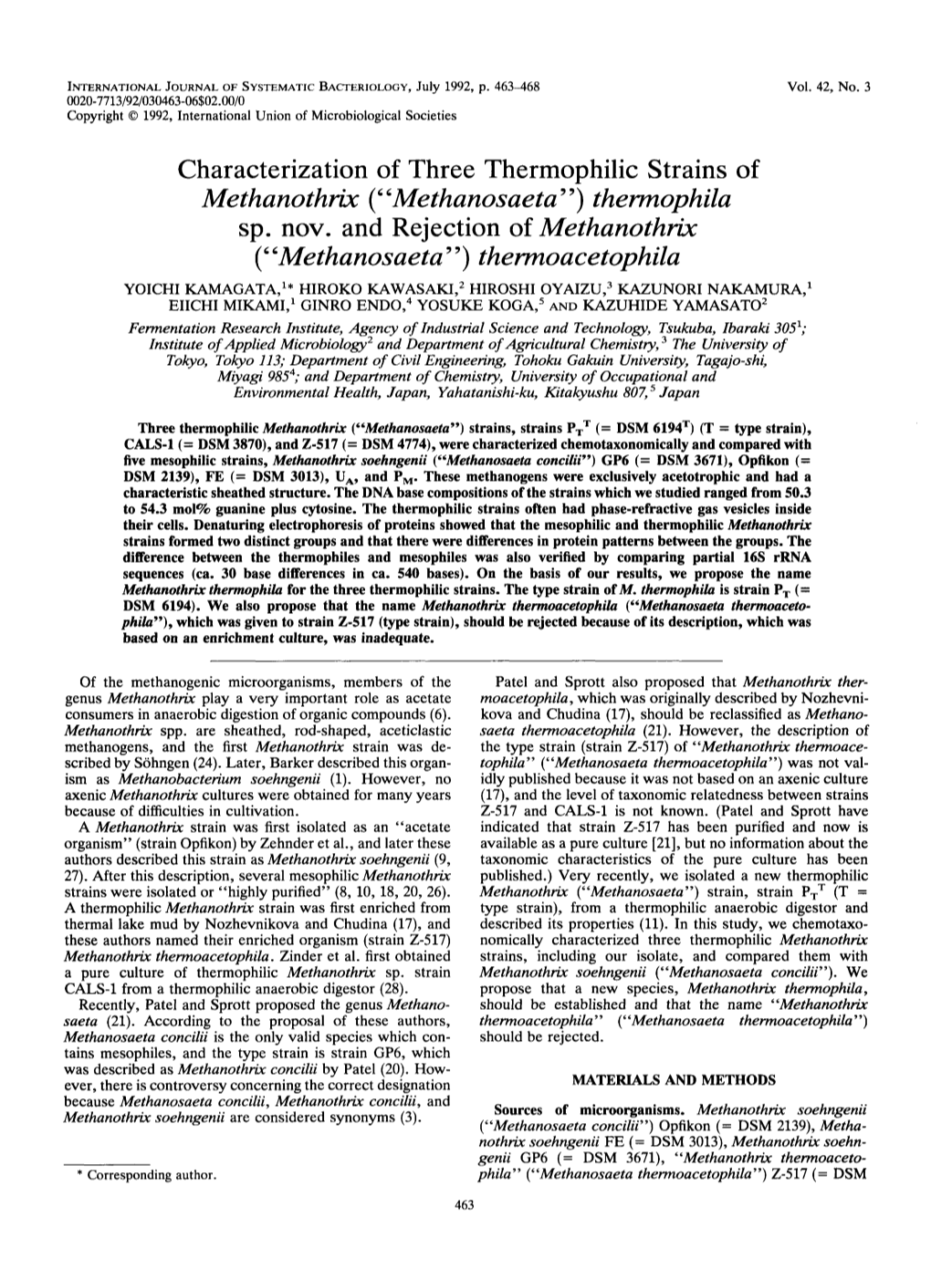 Methanothrix (“Methanosaeta