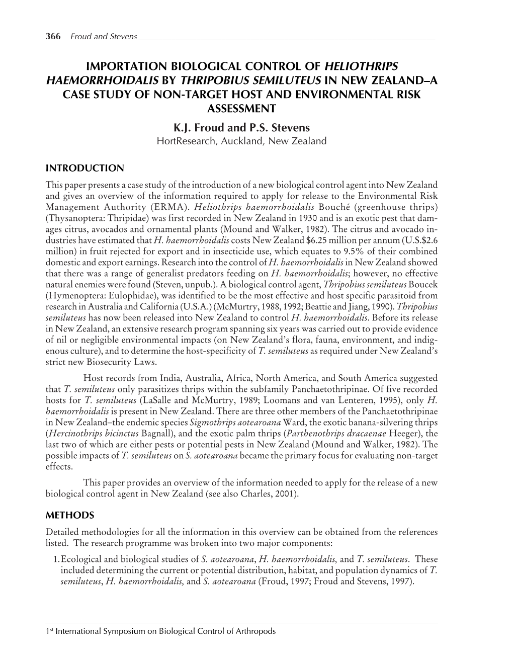 Importation Biological Control of Heliothrips