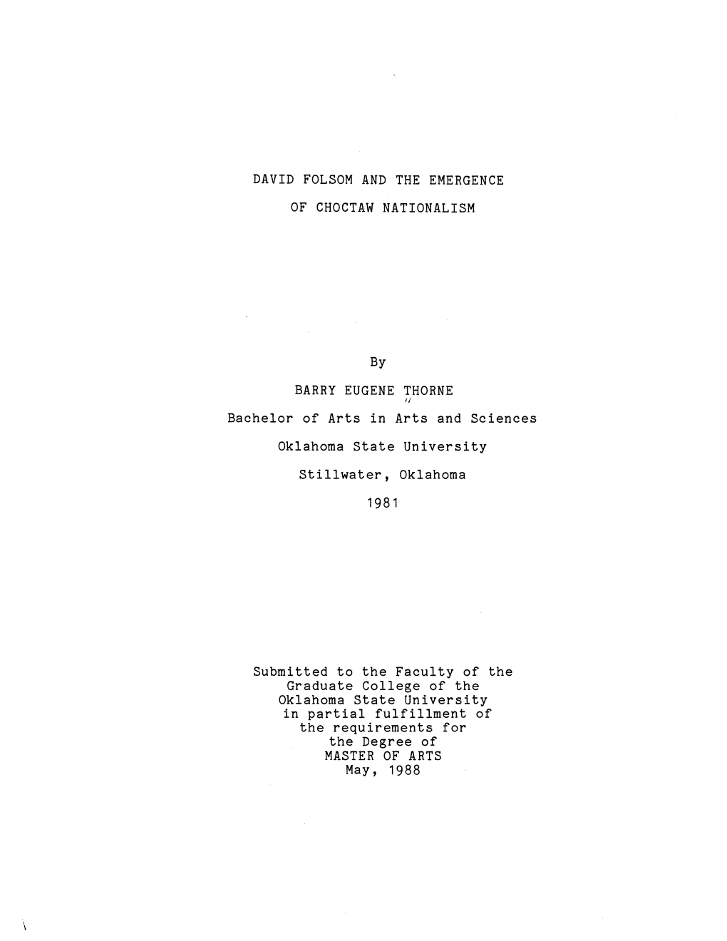 David Folsom and the Emergence of Choctaw Nationalism