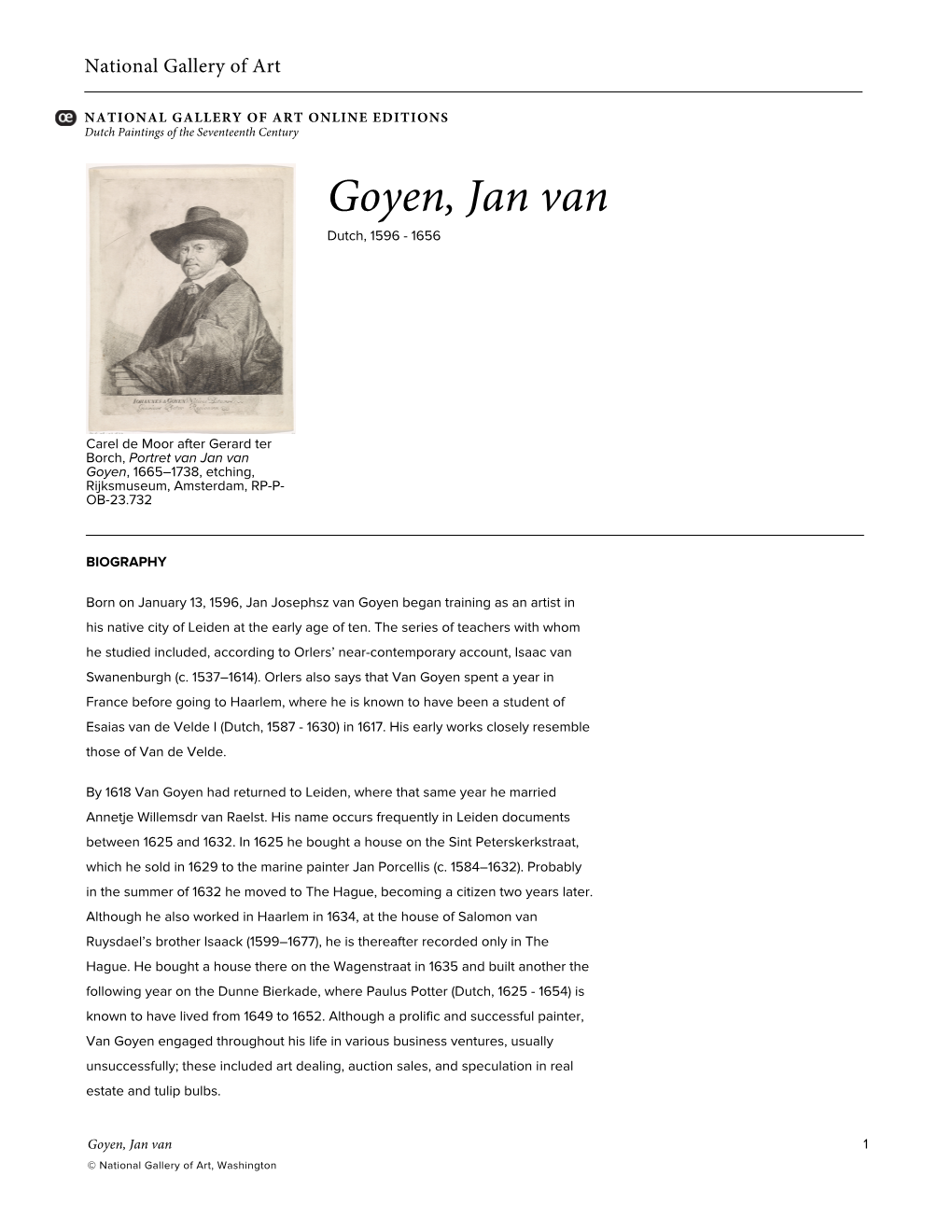 Goyen, Jan Van Dutch, 1596 - 1656