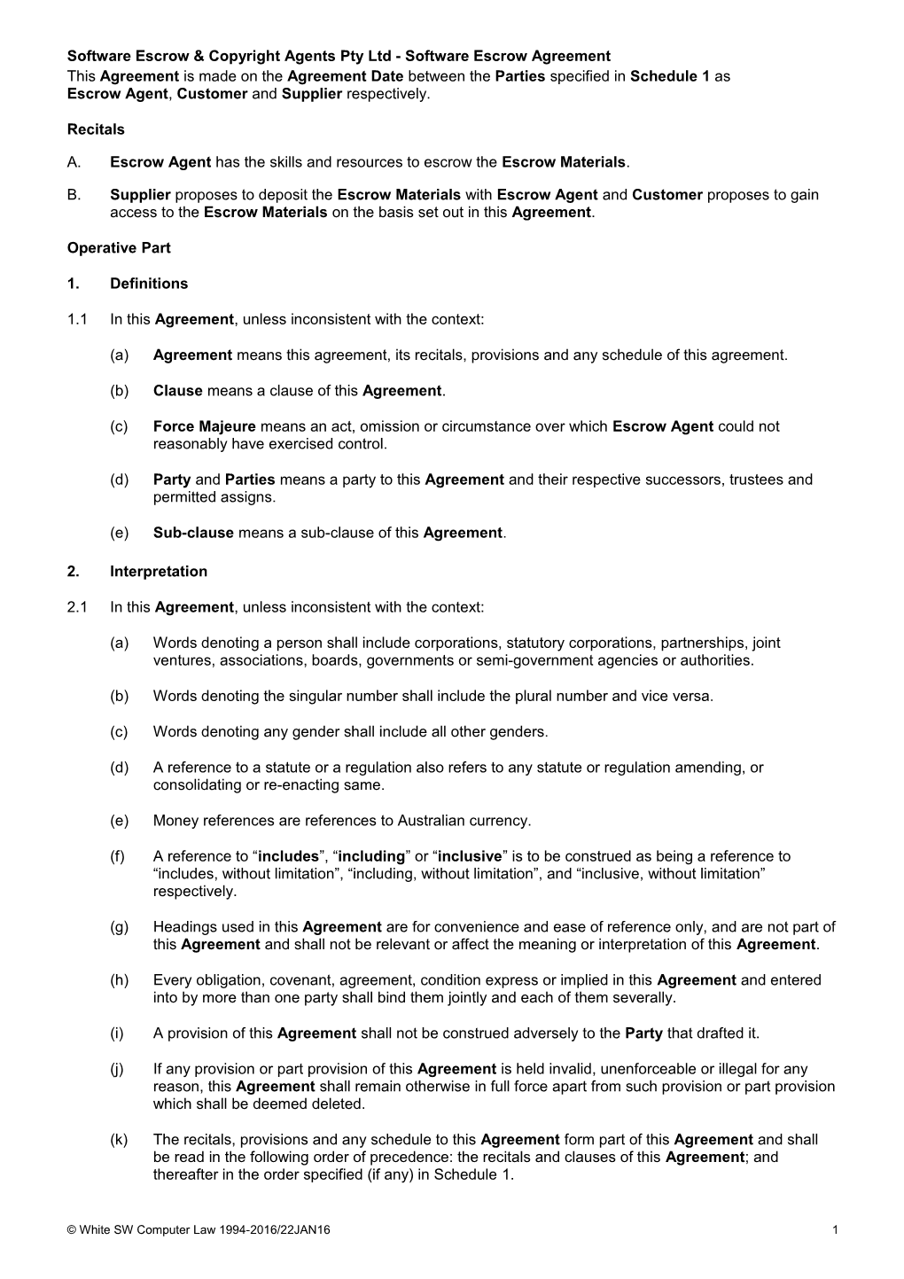 Software Escrow Agreement