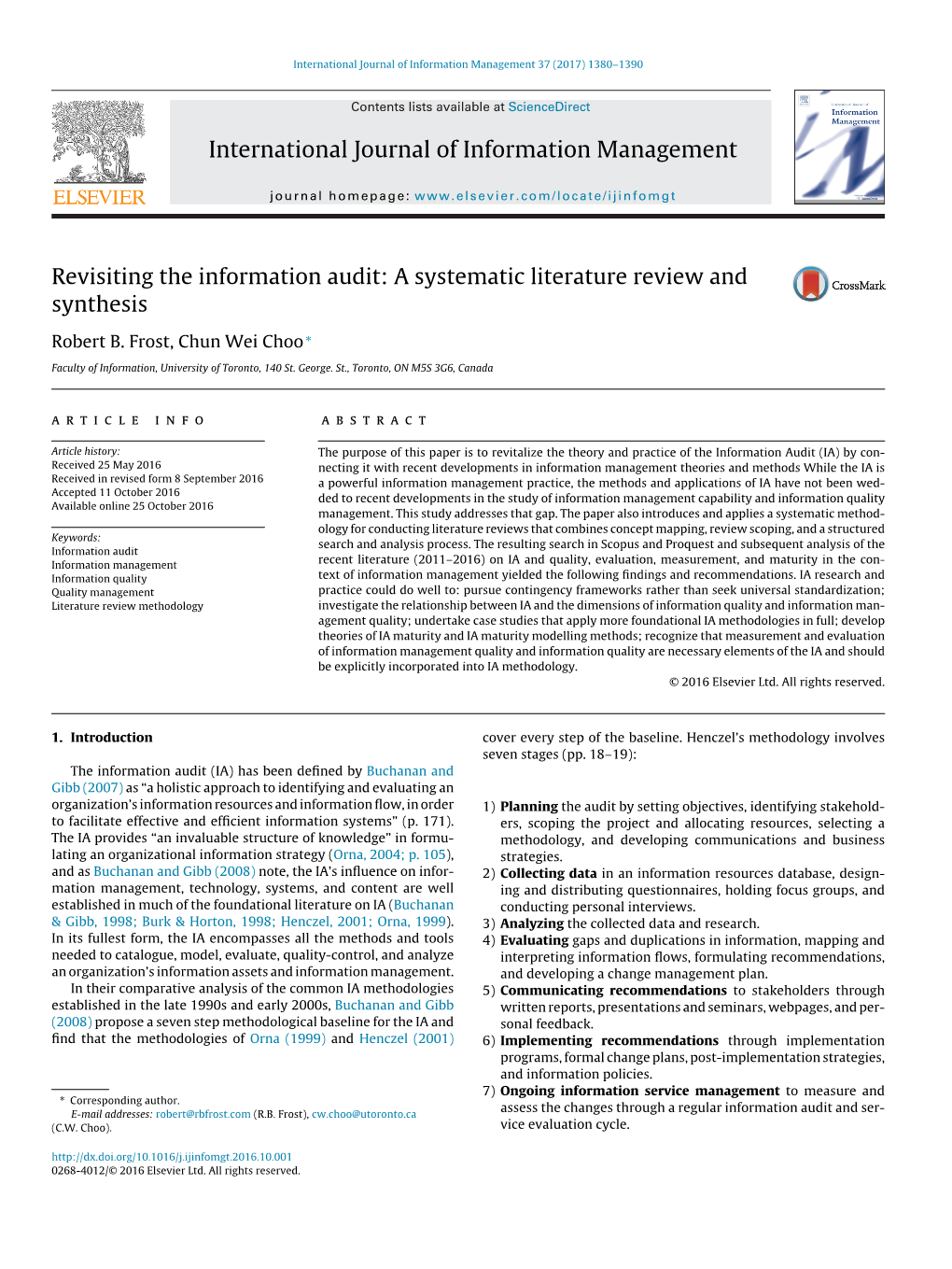 Revisiting the Information Audit: a Systematic Literature Review and Synthesis