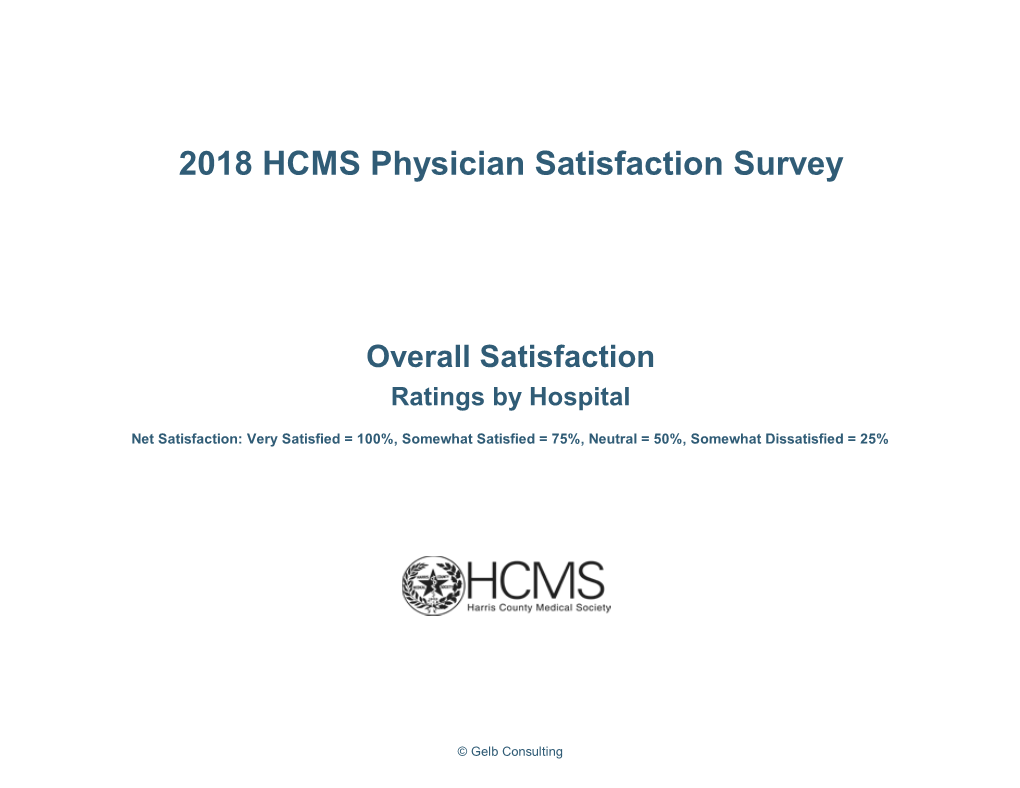 2018 HCMS Physician Satisfaction Survey