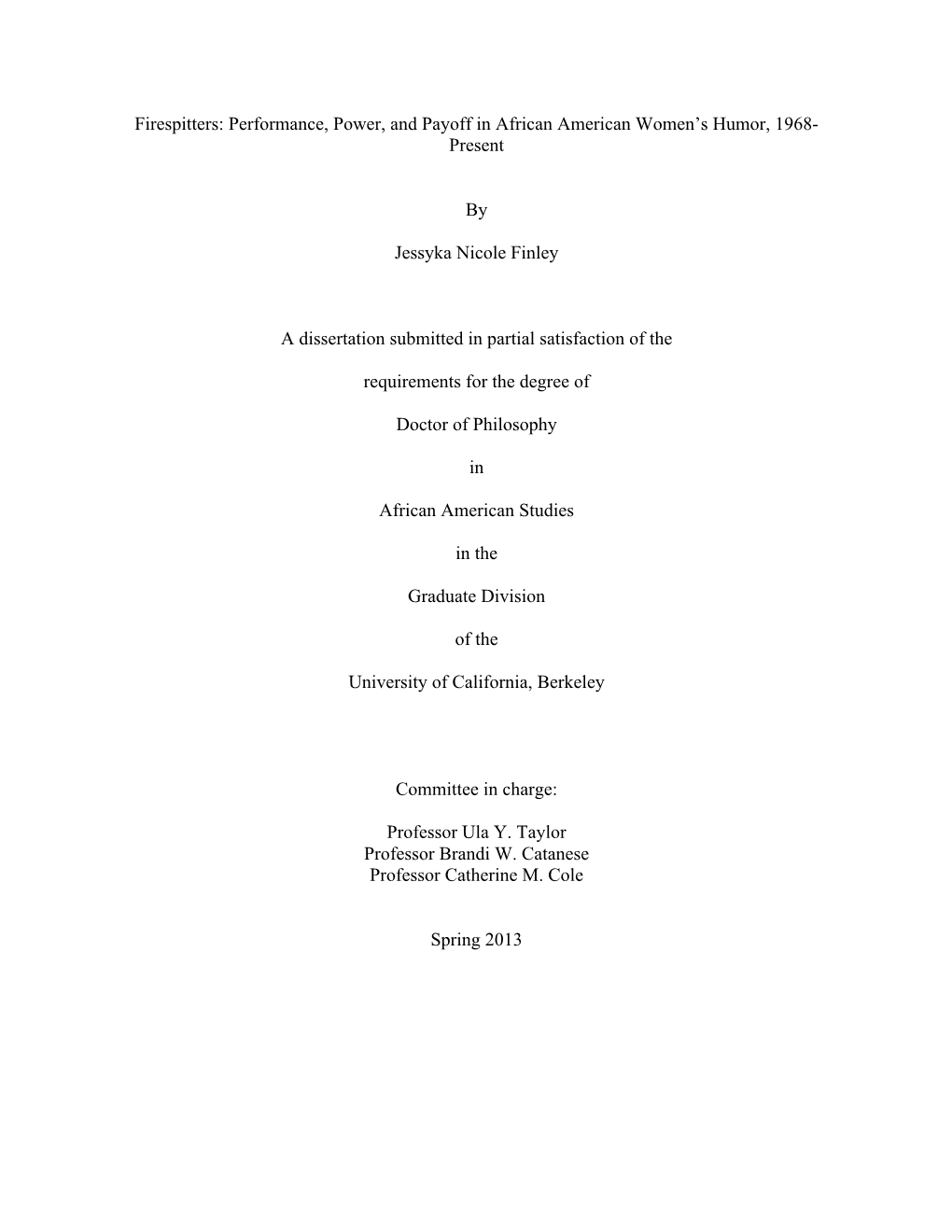 Performance, Power, and Payoff in African American Women’S Humor, 1968- Present