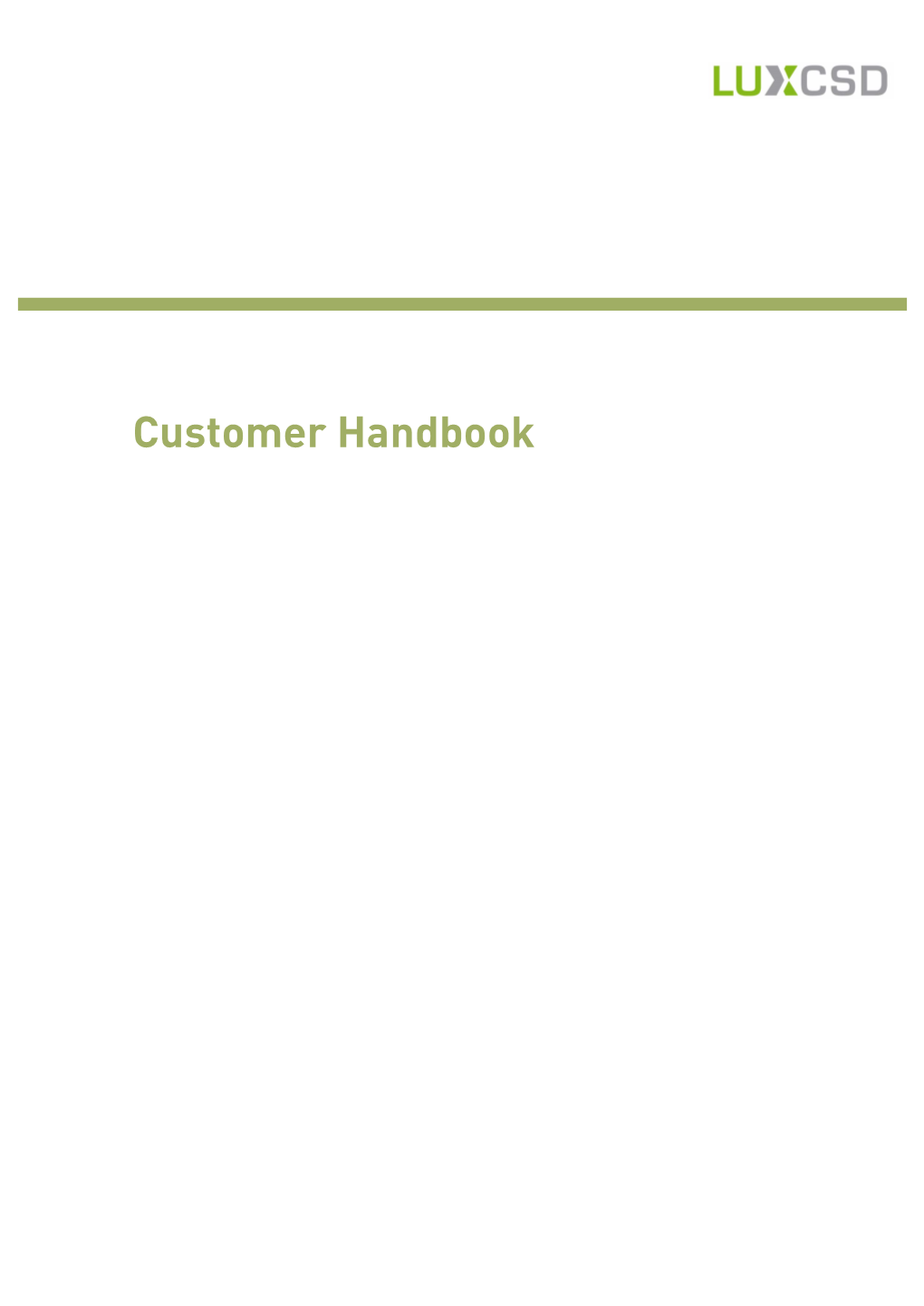 Clearstream Banking Luxembourg Customer Handbook