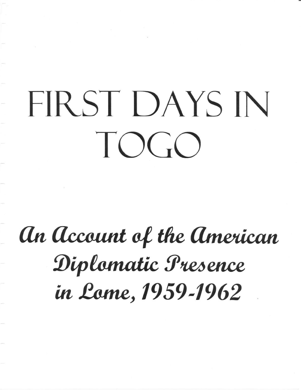 FIRST DAYS in TOGO Qn Dipmic9,Rccence"{Tftpfuicqn ' U,1Fu, 1959-1 962 $.Jdf "R
