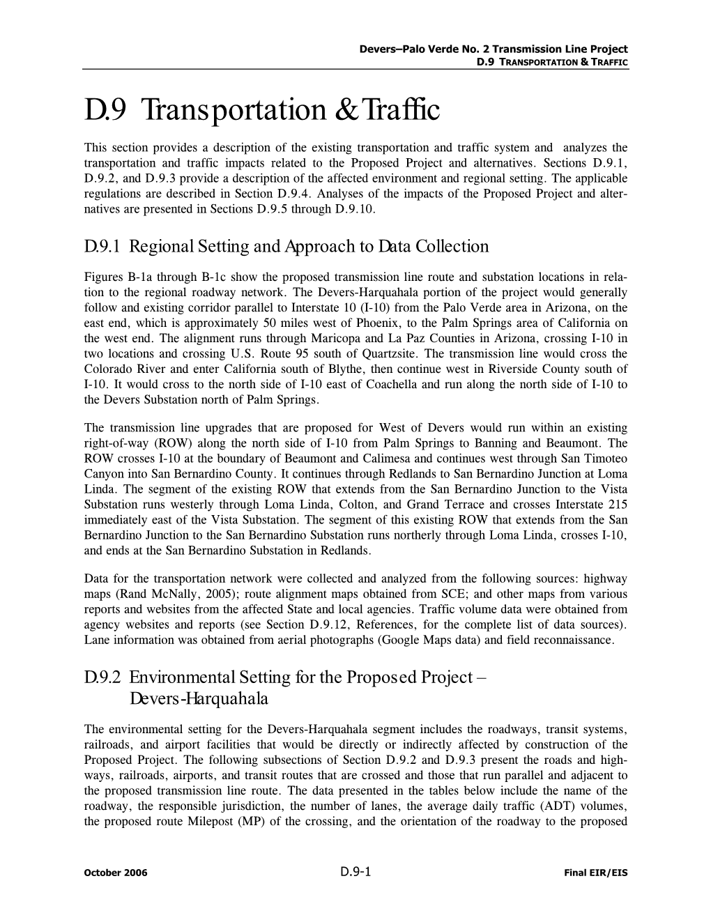 D.9 Transportation & Traffic