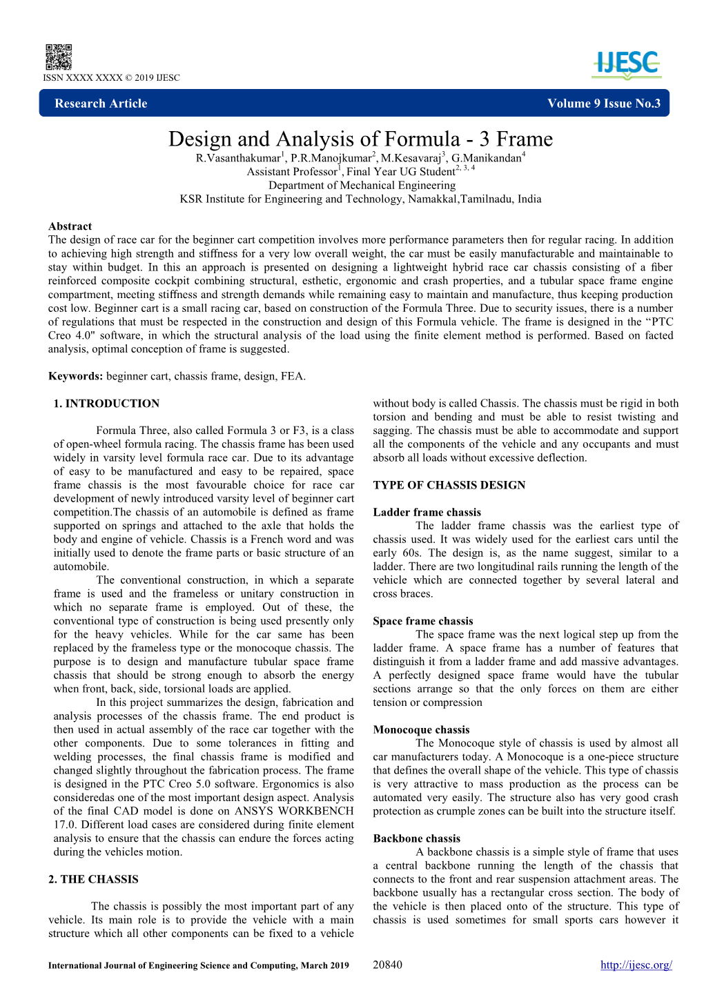 Design and Analysis of Formula