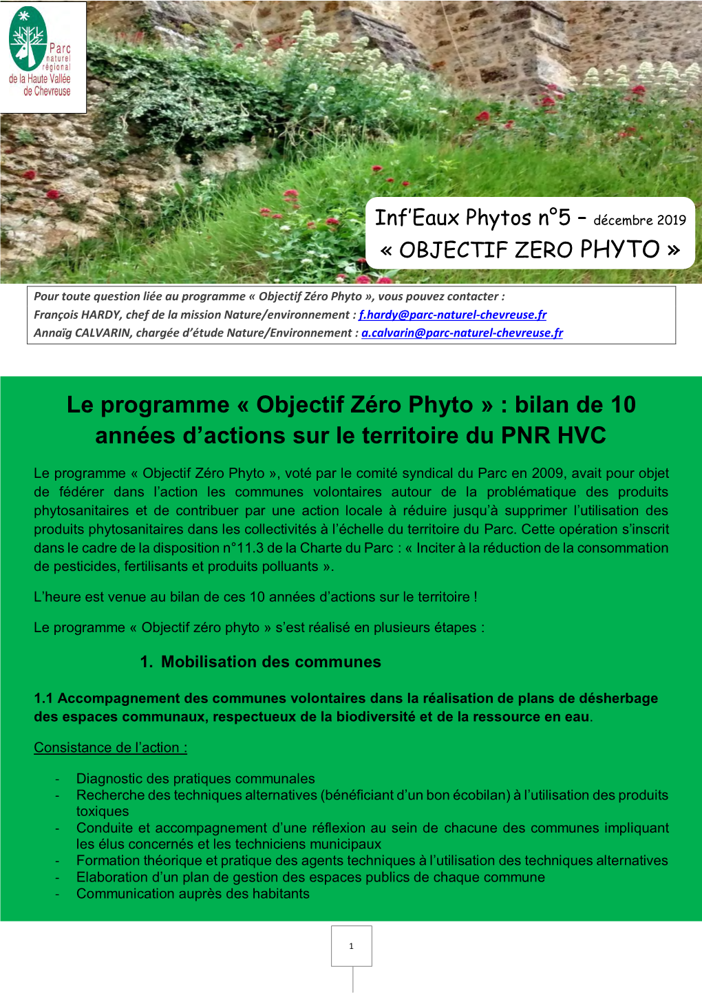 Le Programme « Objectif Zéro Phyto » : Bilan De 10 Années D'actions Sur Le