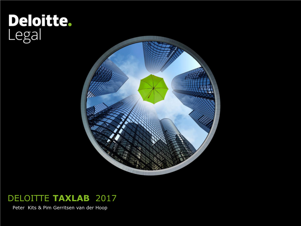 DELOITTE TAXLAB 2017 Peter Kits & Pim Gerritsen Van Der Hoop Agenda