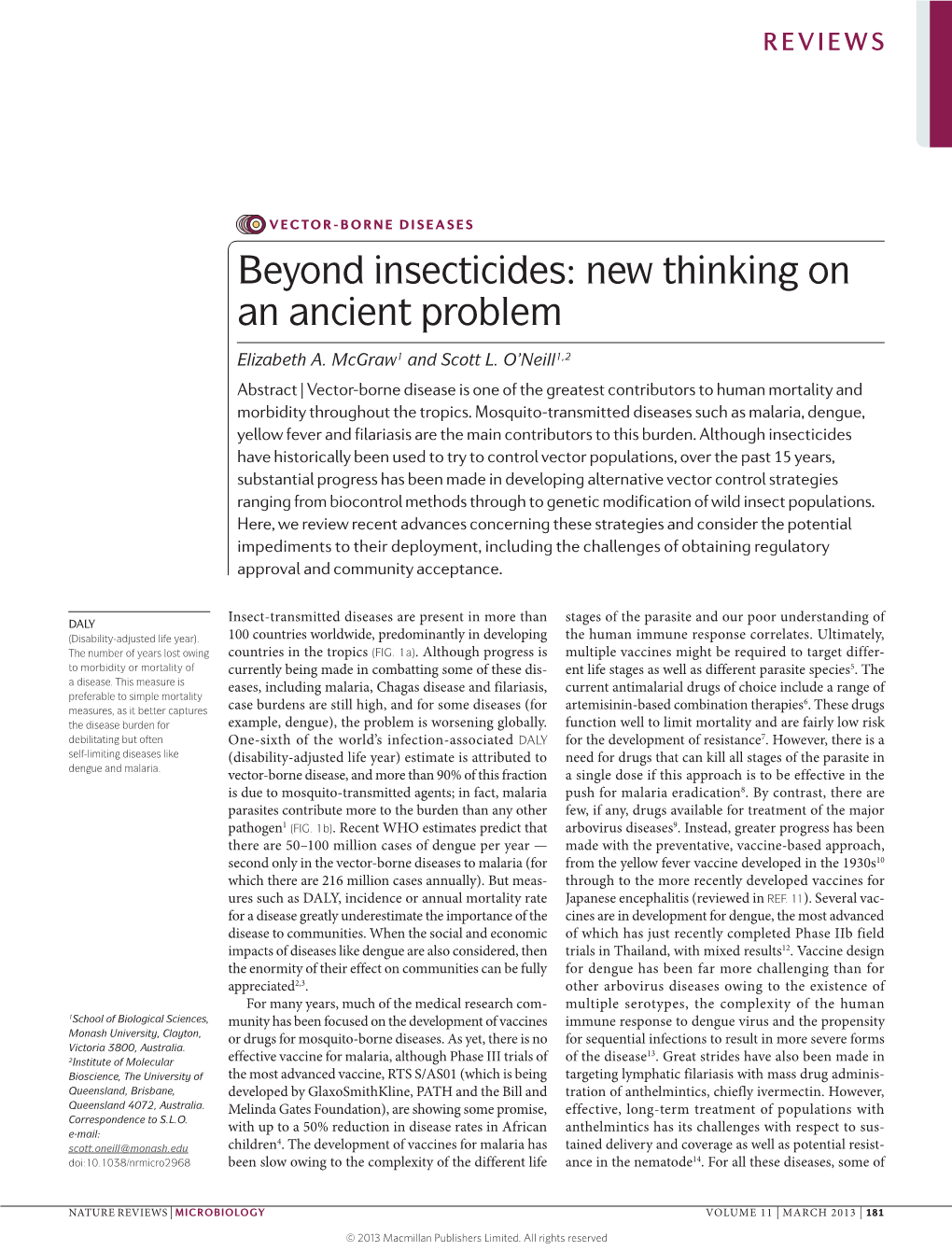 Beyond Insecticides: New Thinking on an Ancient Problem