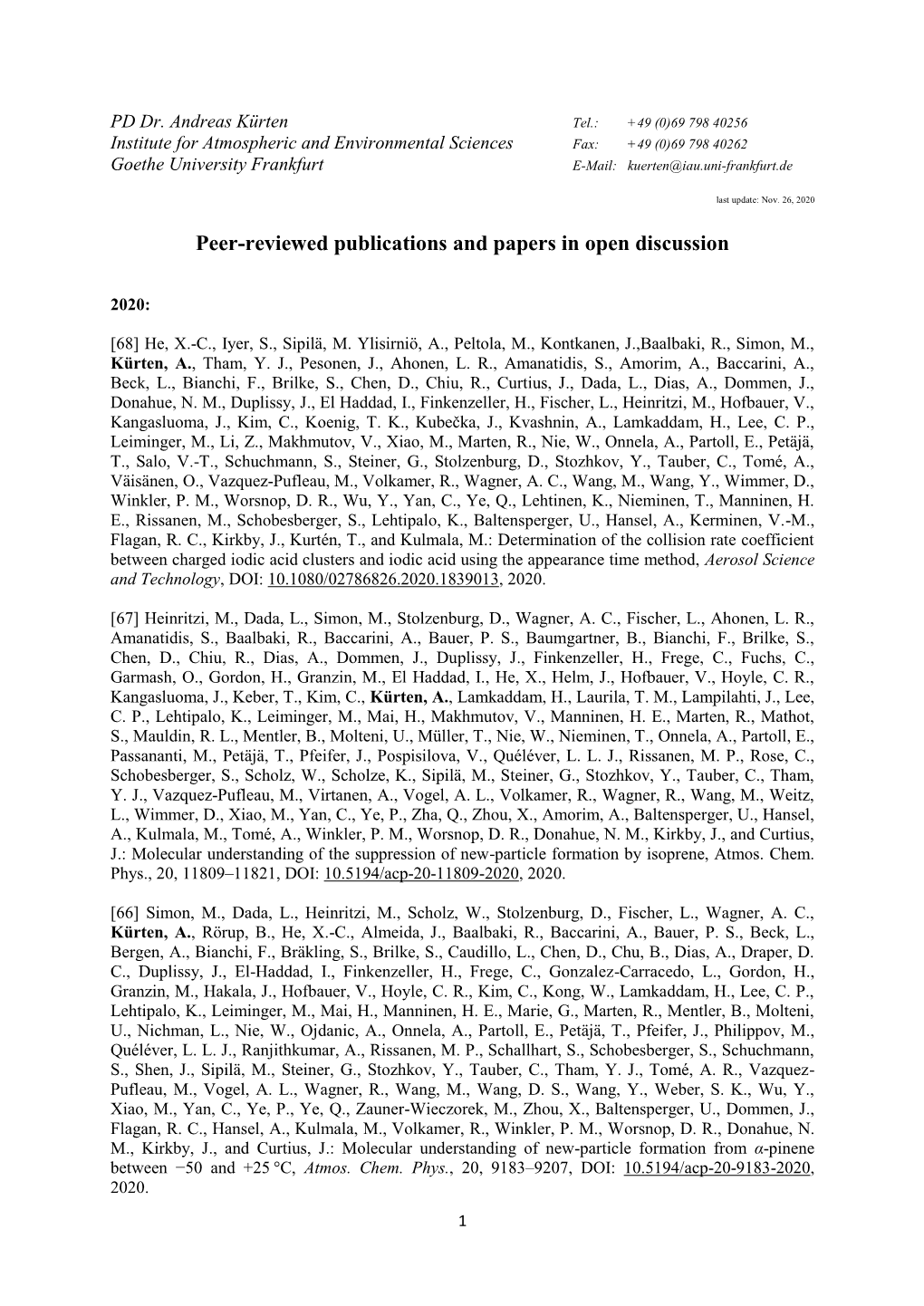 Peer-Reviewed Publications and Papers in Open Discussion