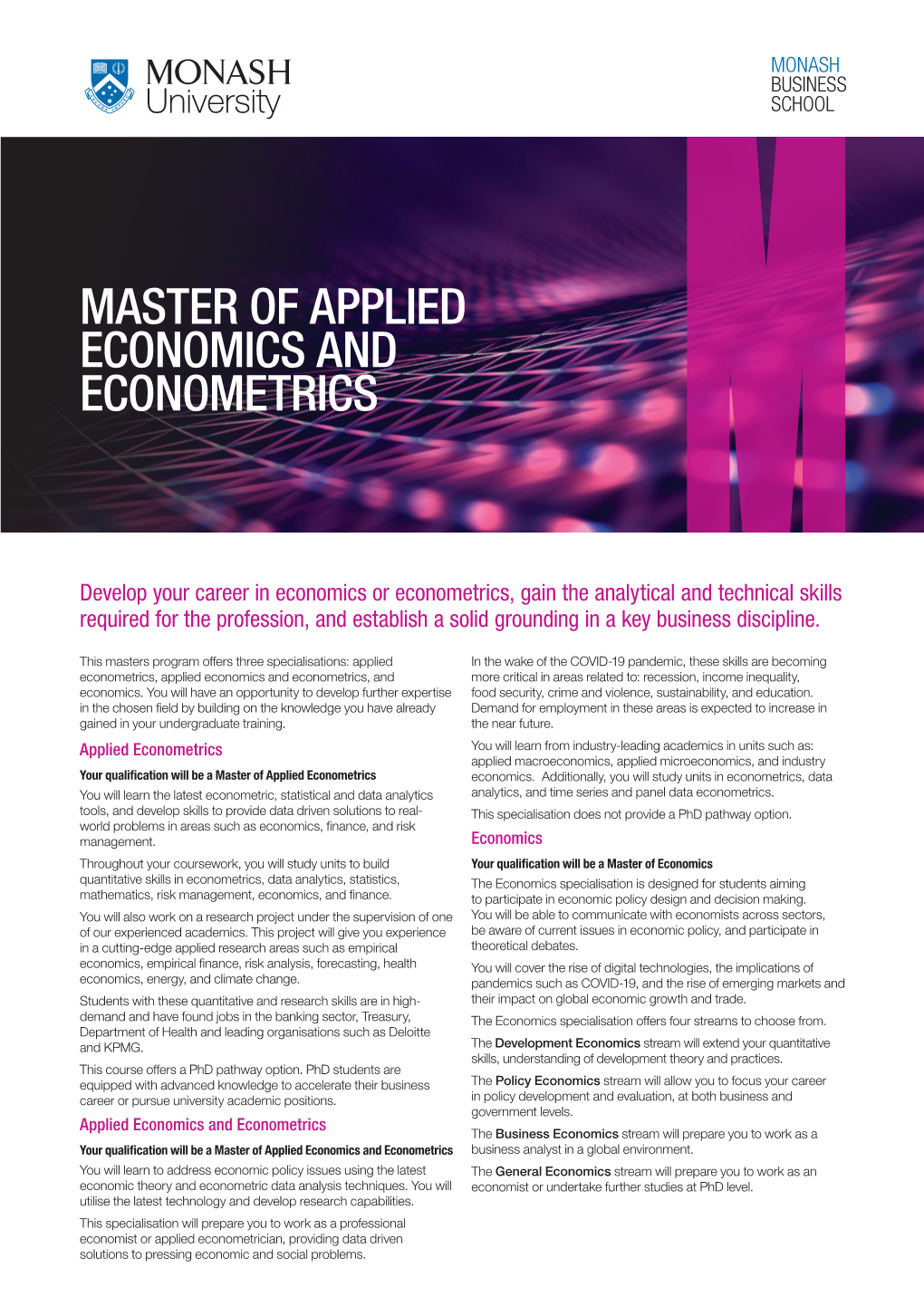 Master of Applied Economics and Econometrics