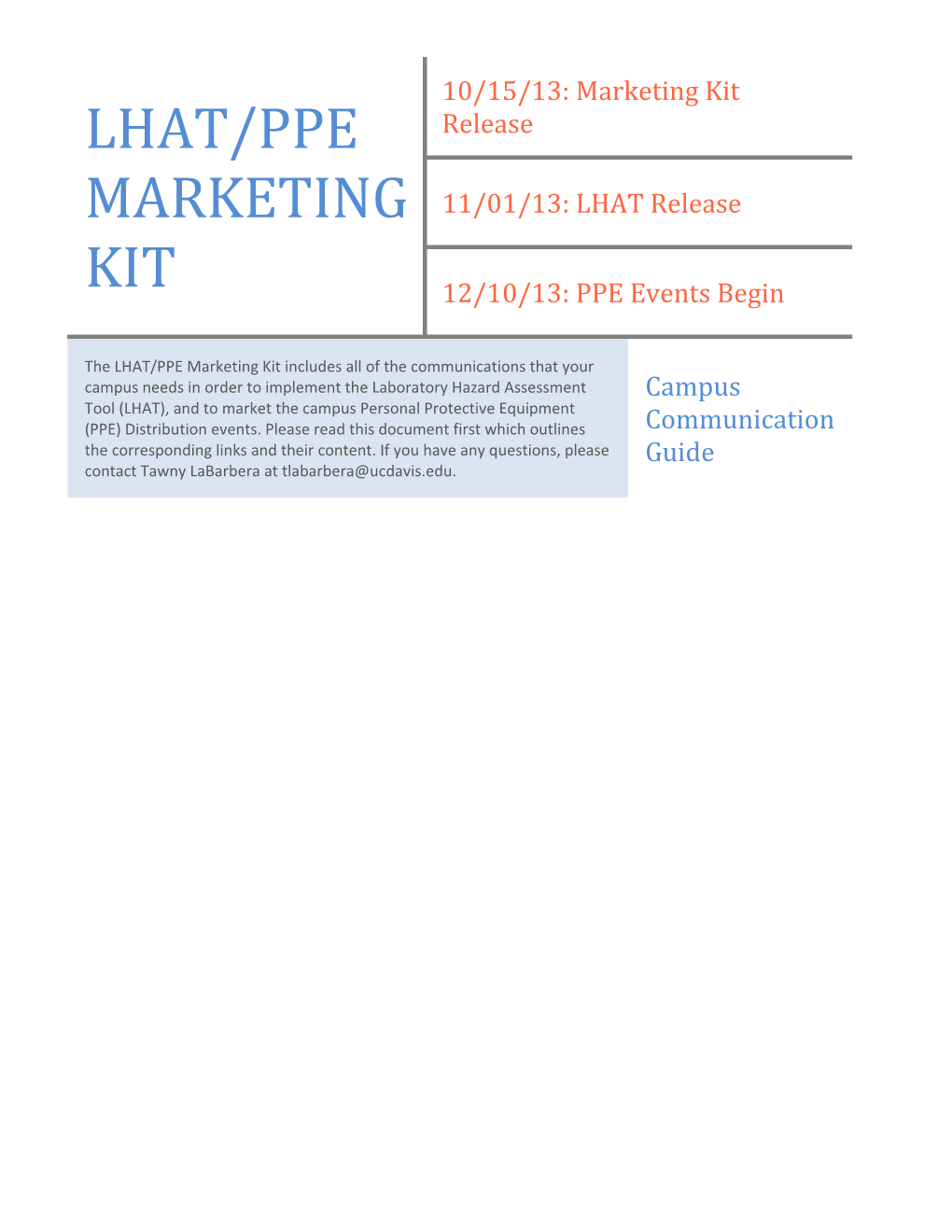 Lhat/Ppe Marketing Kit