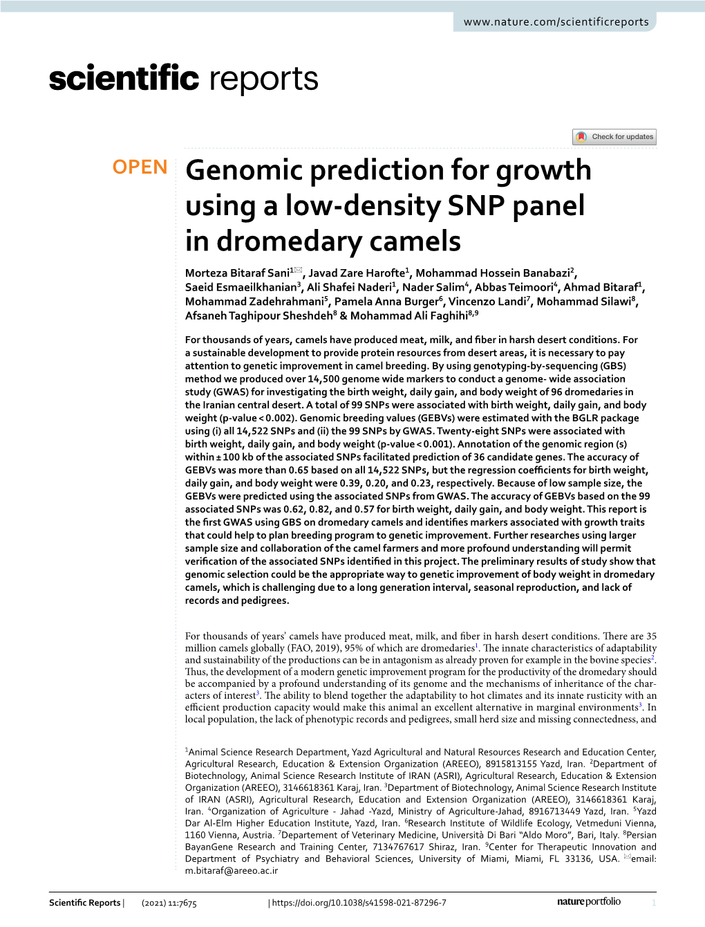 Genomic Prediction for Growth Using a Low-Density SNP Panel in Dromedary Camels
