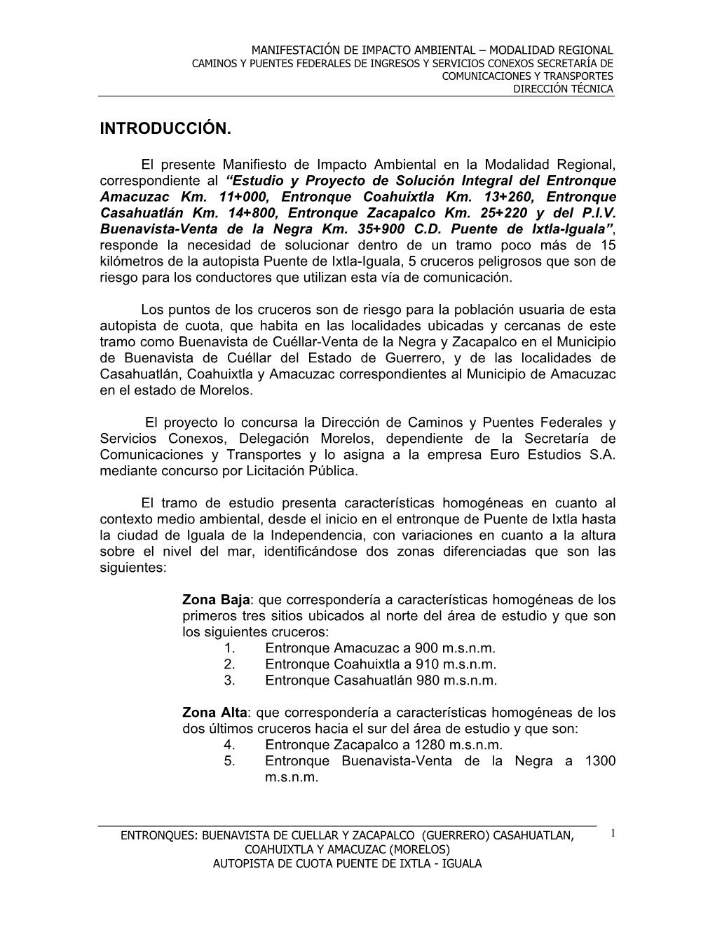 “Estudio Y Proyecto De Solución Integral Del Entronque Amacuzac Km