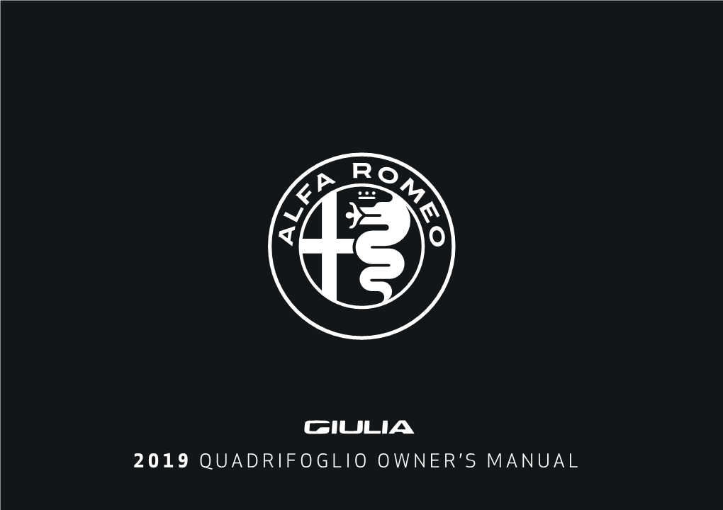 2019 Alfa Romeo Giulia Quadrifoglio Owner's Manual