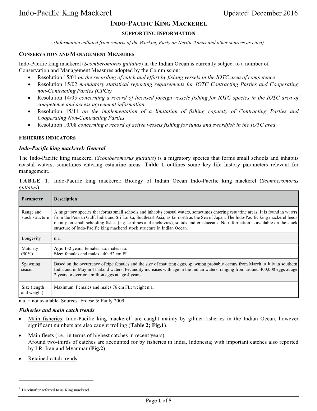 Indo-Pacific King Mackerel Updated: December 2016