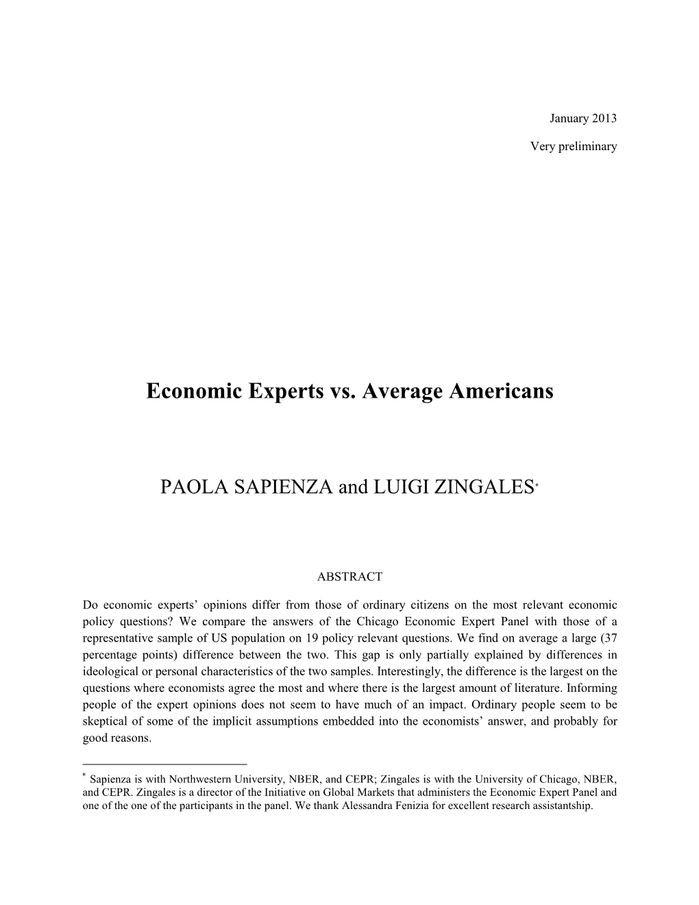 Economic Experts Vs. Average Americans