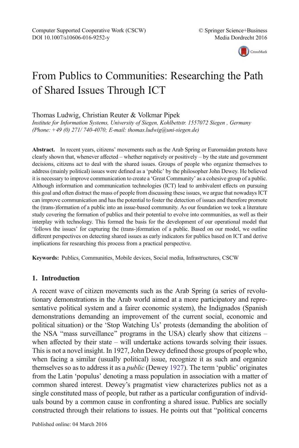 From Publics to Communities: Researching the Path of Shared Issues Through ICT