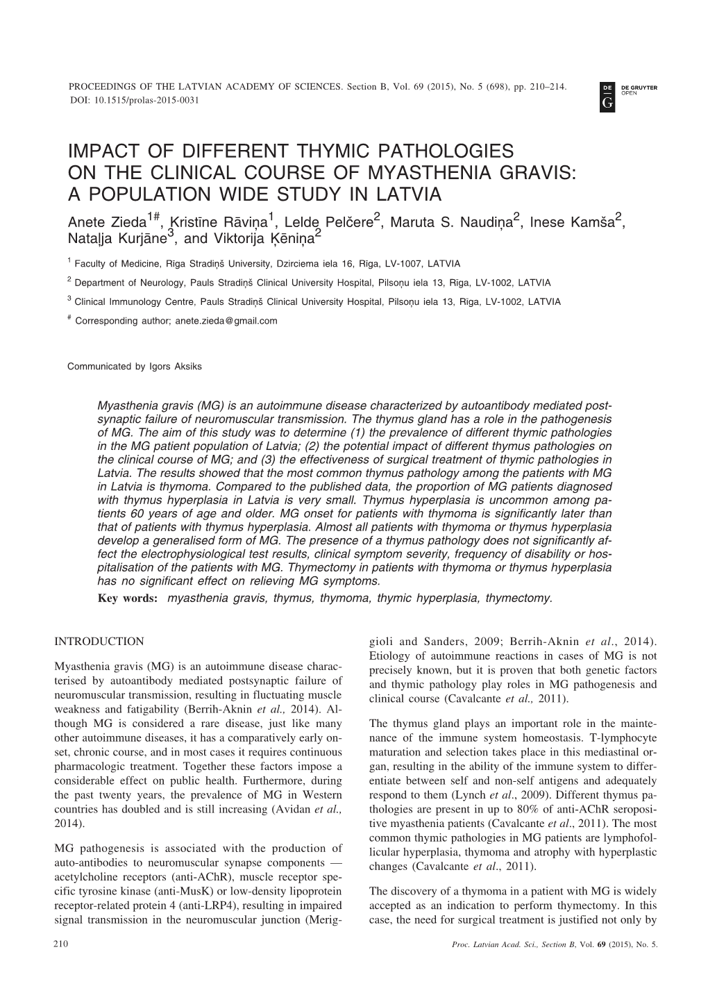 Impact of Different Thymic Pathologies on The