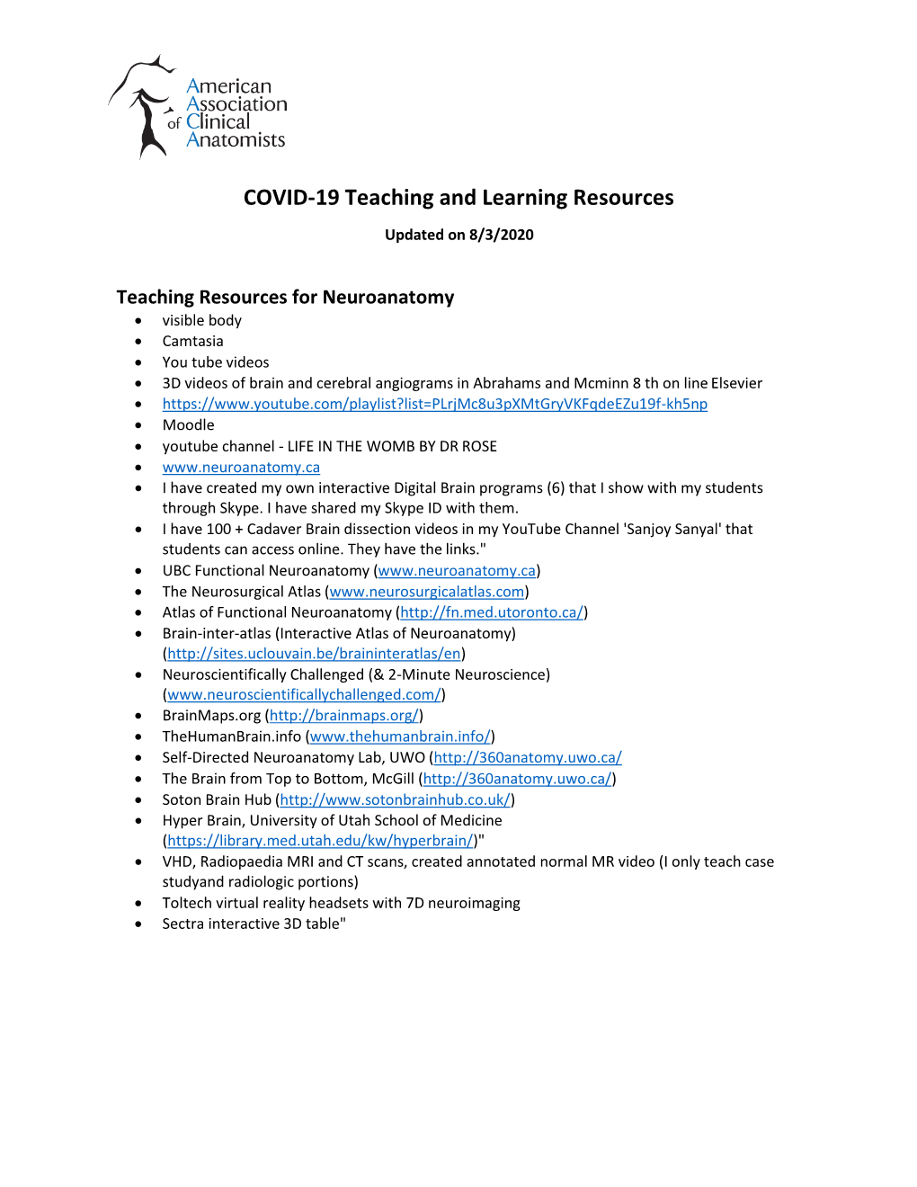 COVID-19 Teaching and Learning Resources