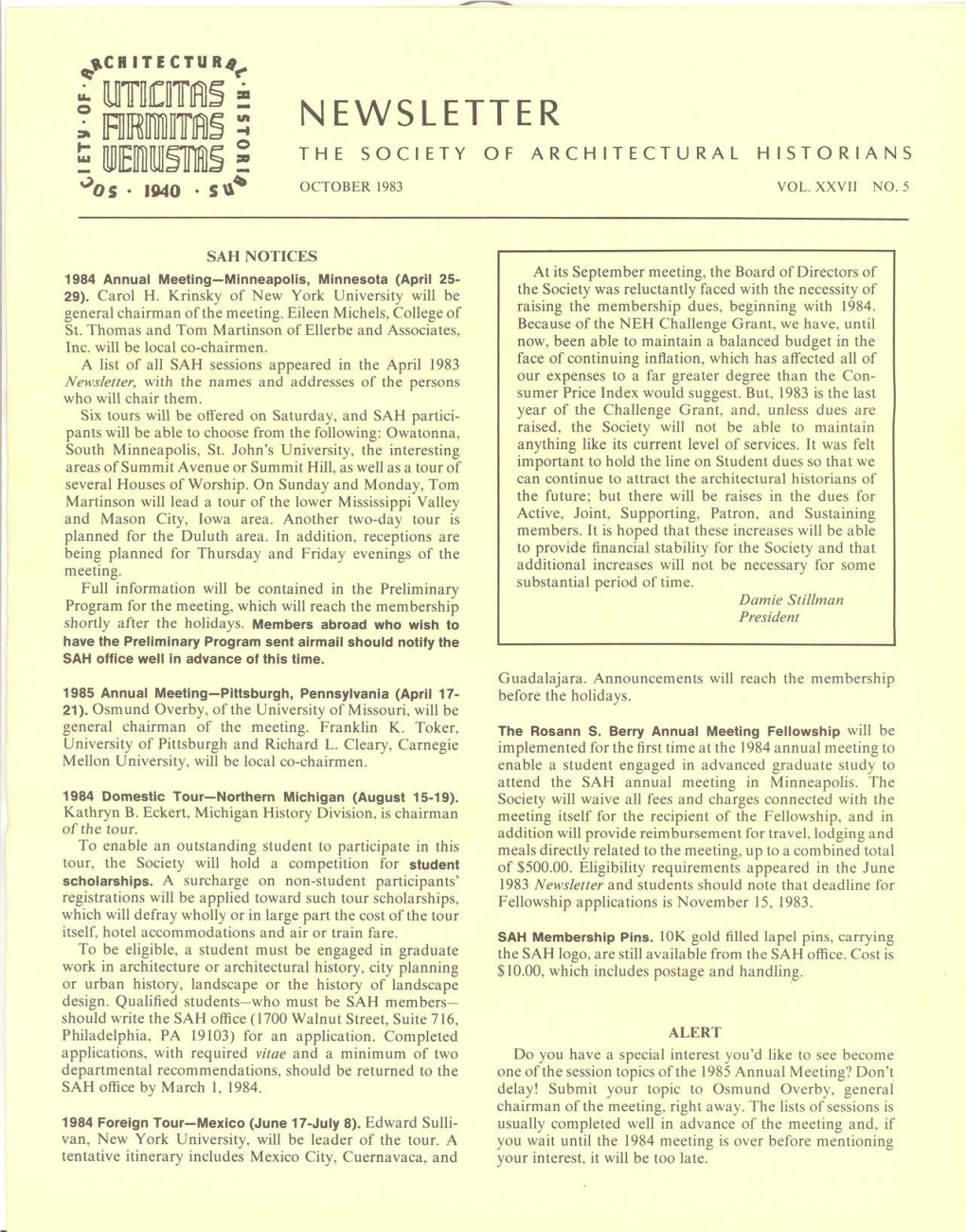 Newsletter the Society of Architectural Historians