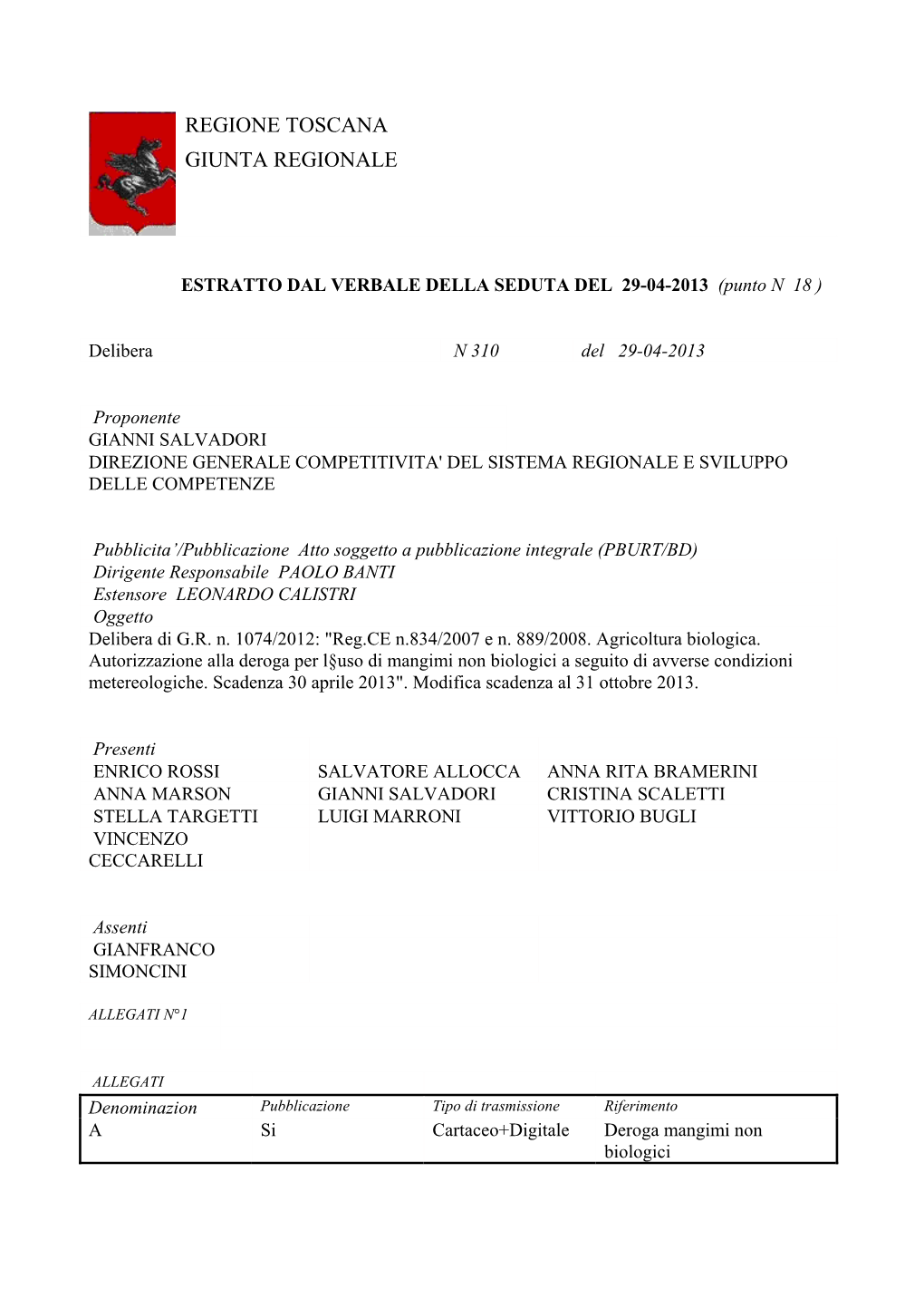 Regione Toscana Giunta Regionale