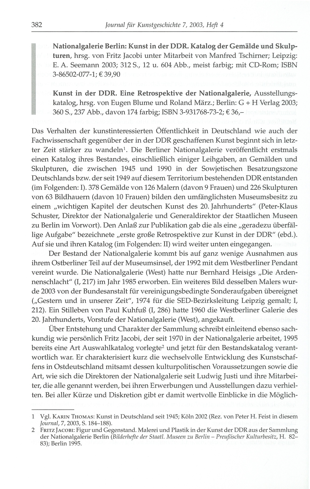 Nationalgalerie Berlin: Kunst in Der DDR. Katalog Der Gemälde Und Skulp­ Turen, Hrsg