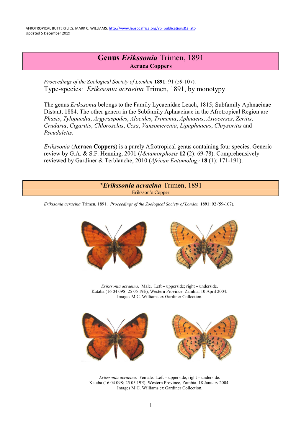 167 Genus Erikssonia Trimen