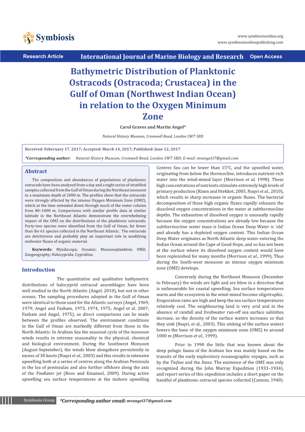 Bathymetric Distribution of Planktonic Ostracods