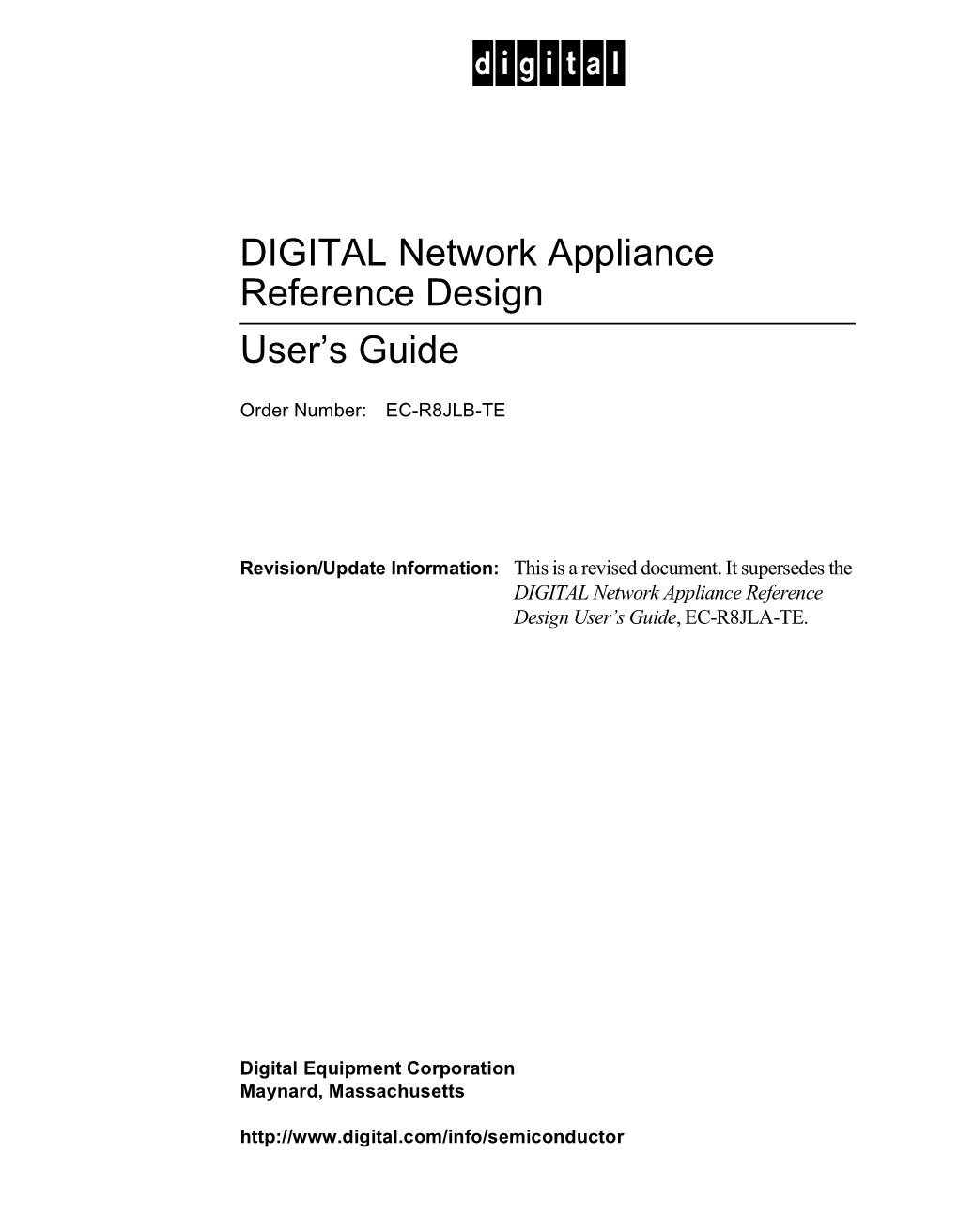 DIGITAL Network Appliance Reference Design User's Guide