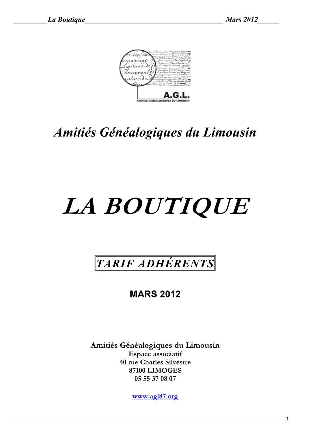 La Boutique______Mars 2012______