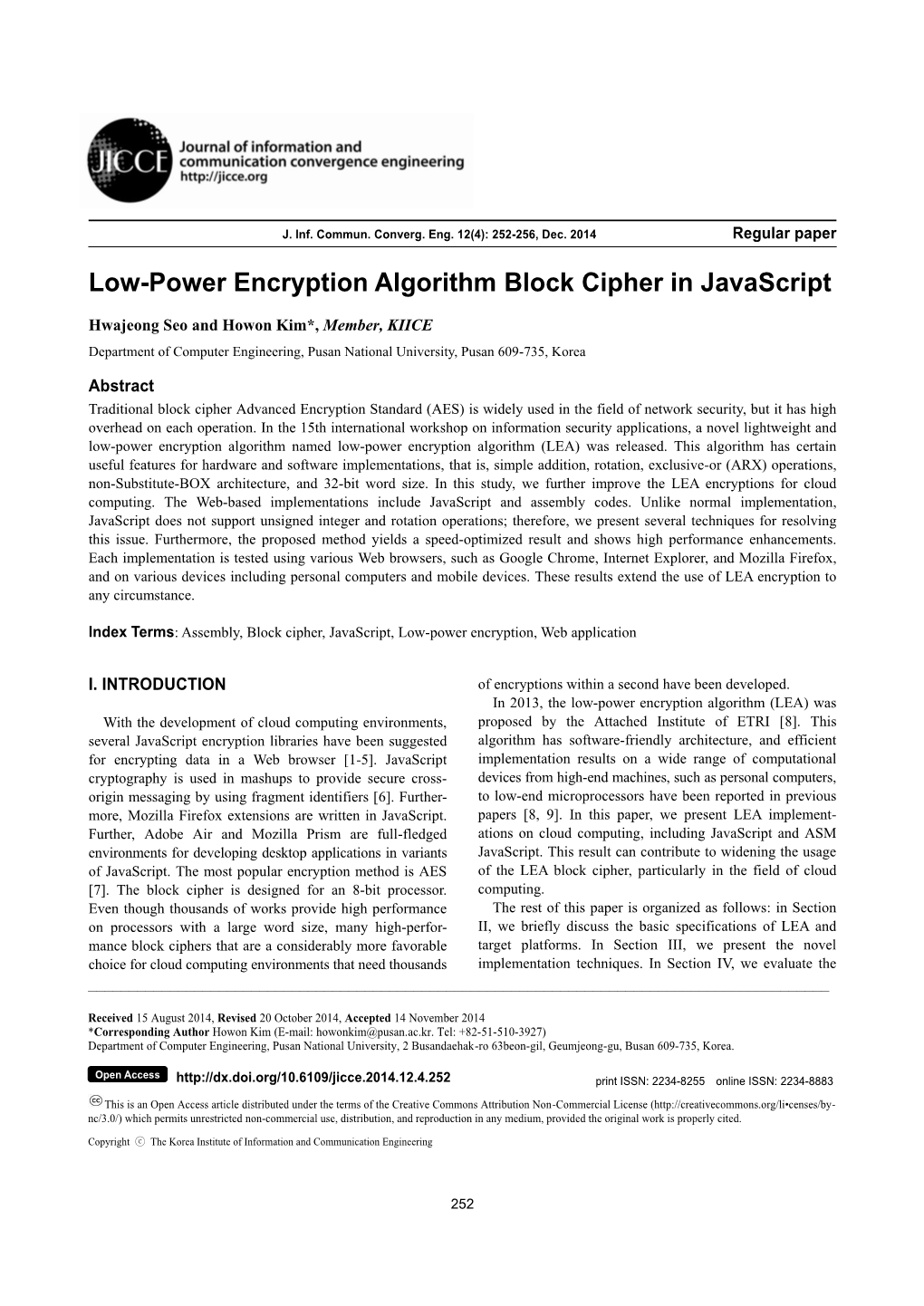 Low-Power Encryption Algorithm Block Cipher in Javascript