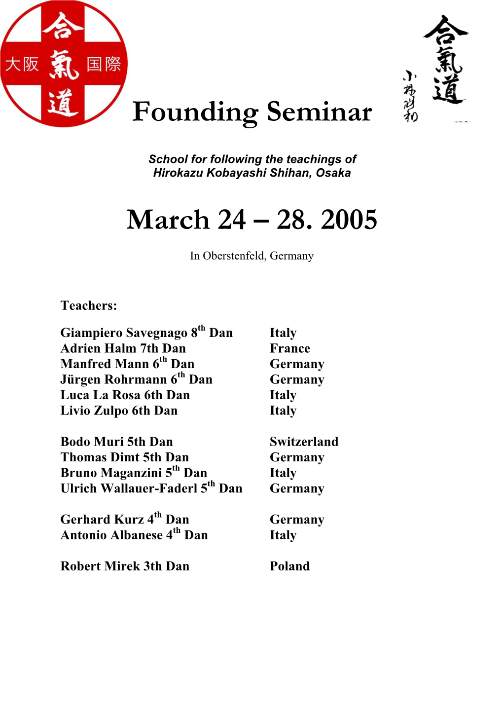 Founding Seminar