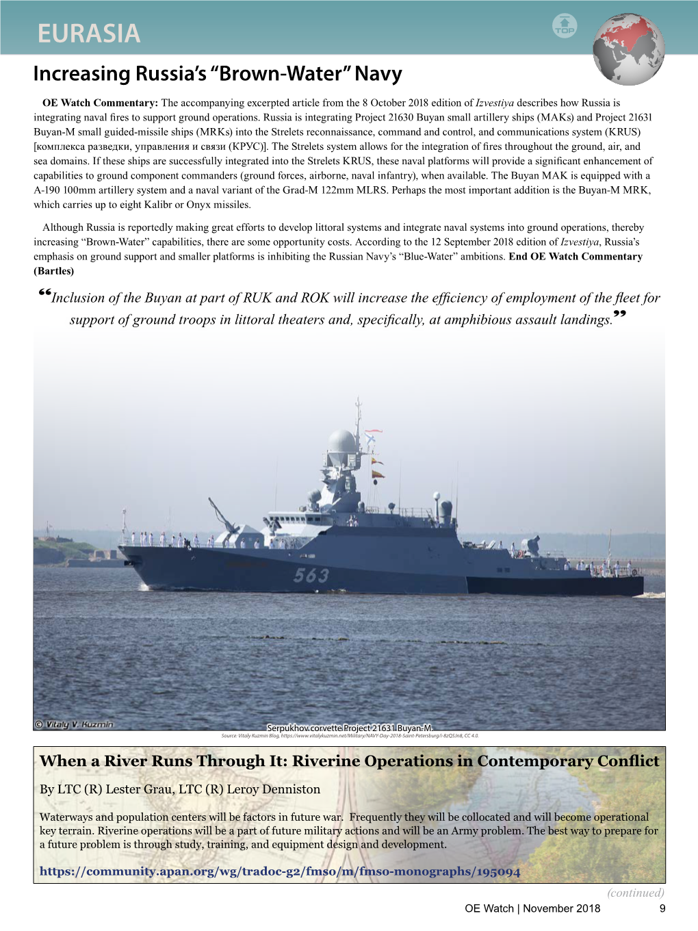 EURASIA Increasing Russia’S “Brown-Water” Navy