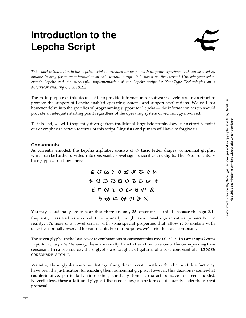 Introduction to the Lepcha Script 