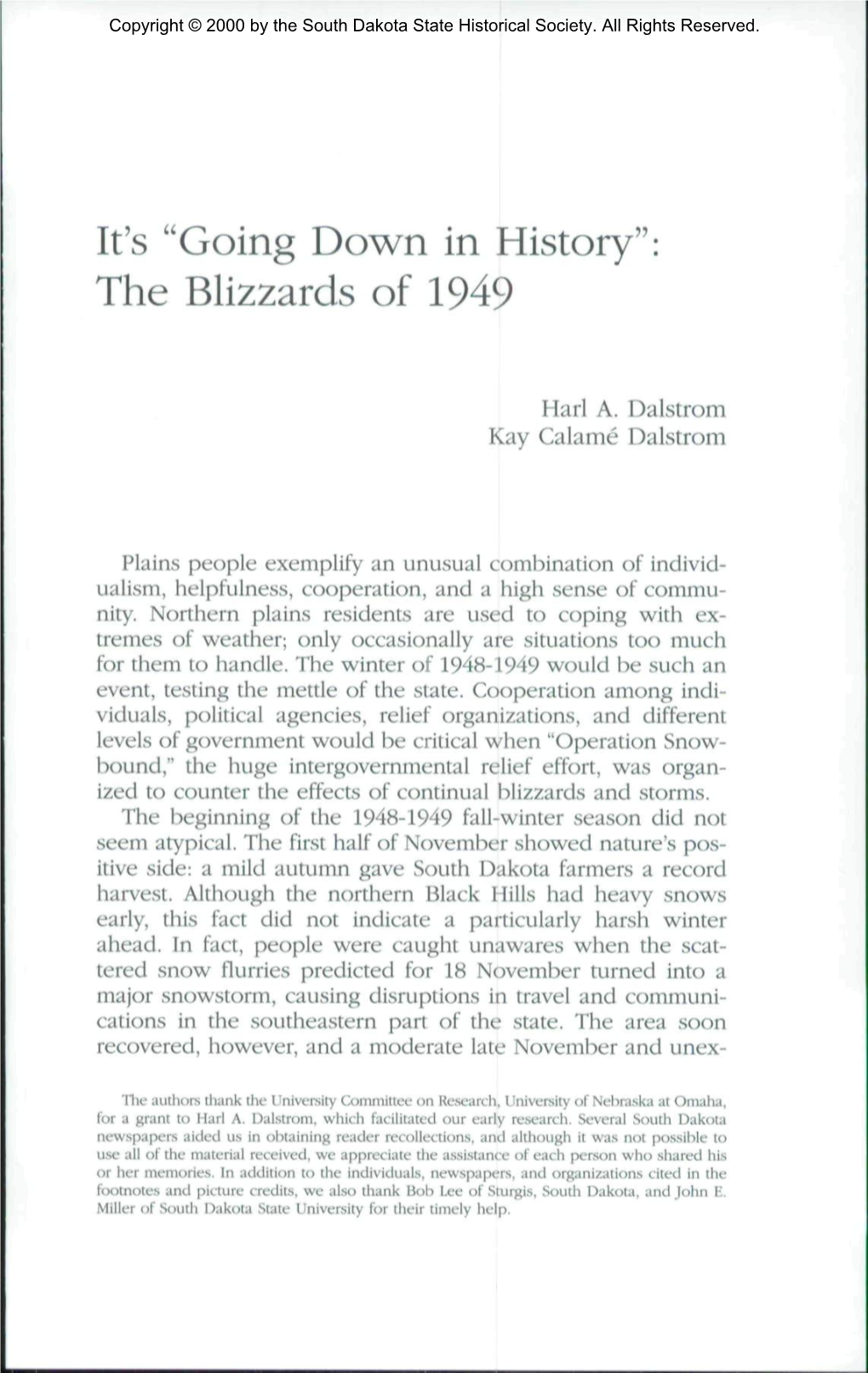 It's "Going Down in History": the Blizzards of 1949