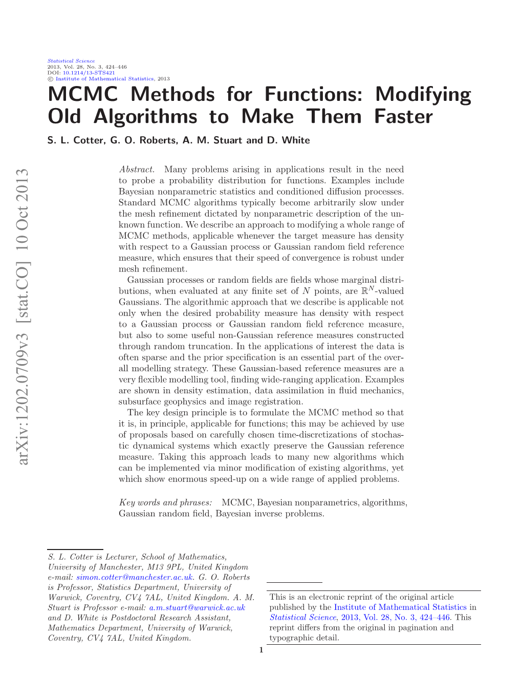 MCMC Methods for Functions: Modifying Old Algorithms To