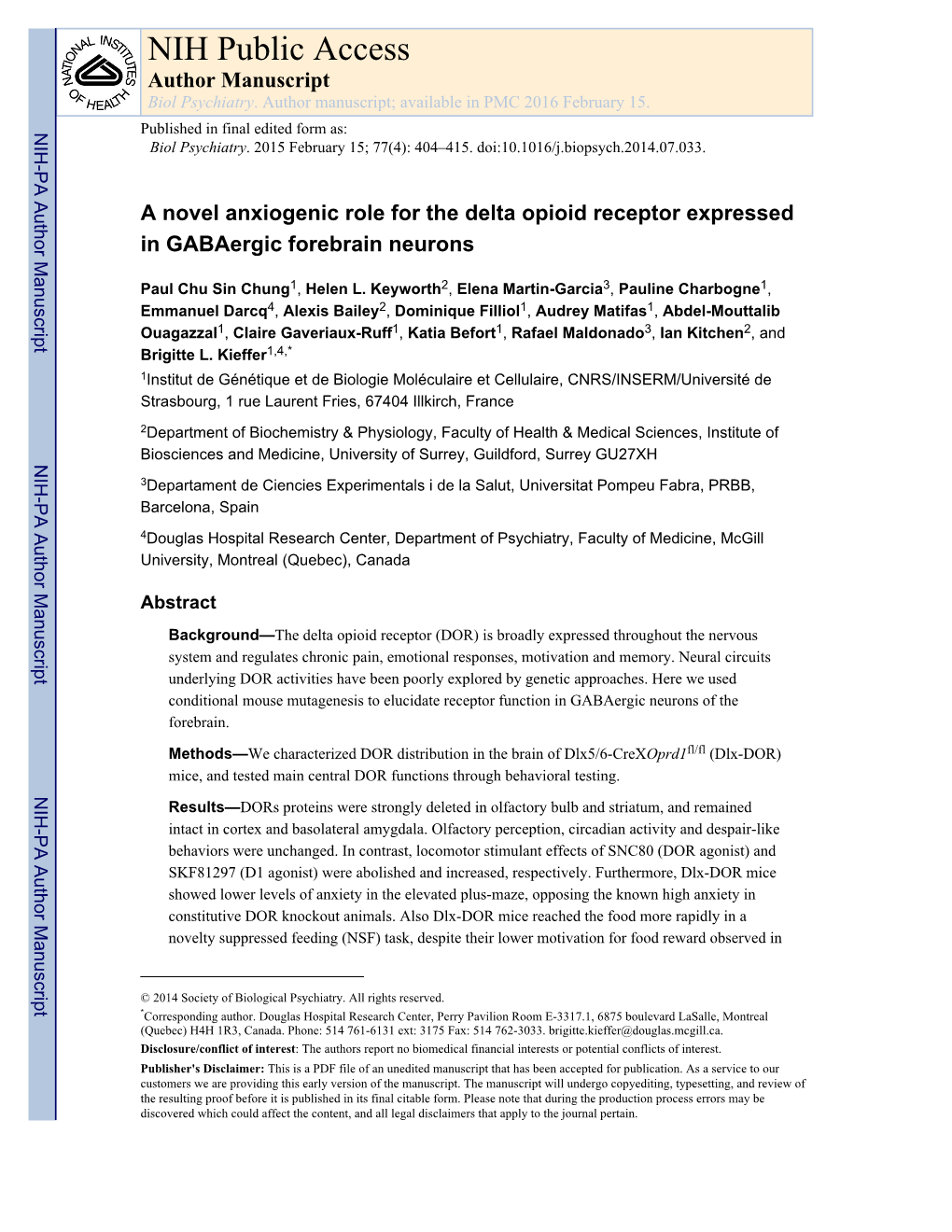 NIH Public Access Author Manuscript Biol Psychiatry