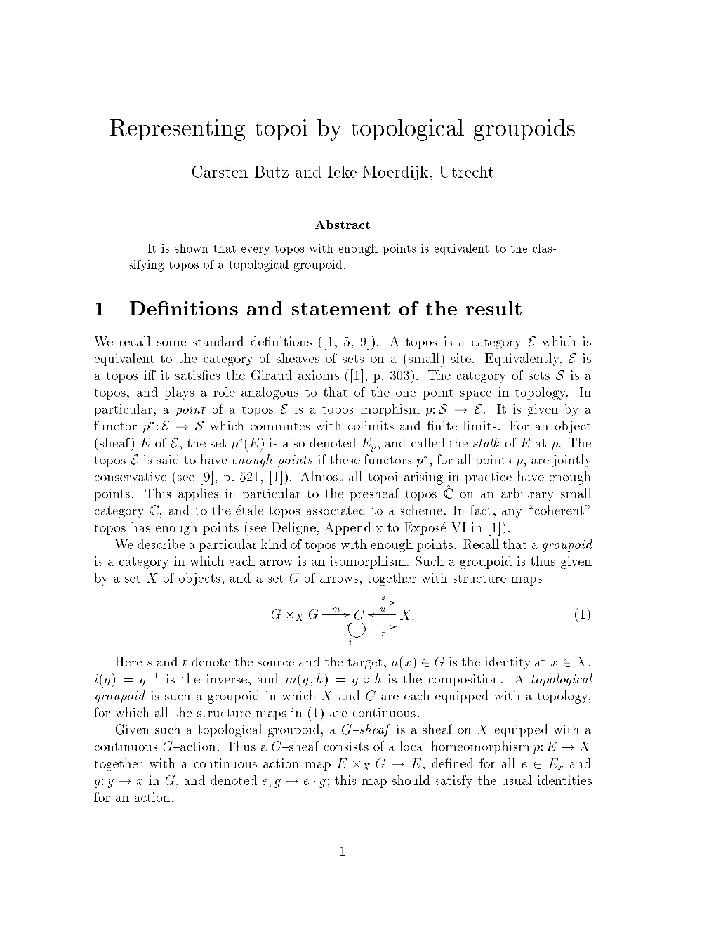 Representing Topoi by Topological Groupoids