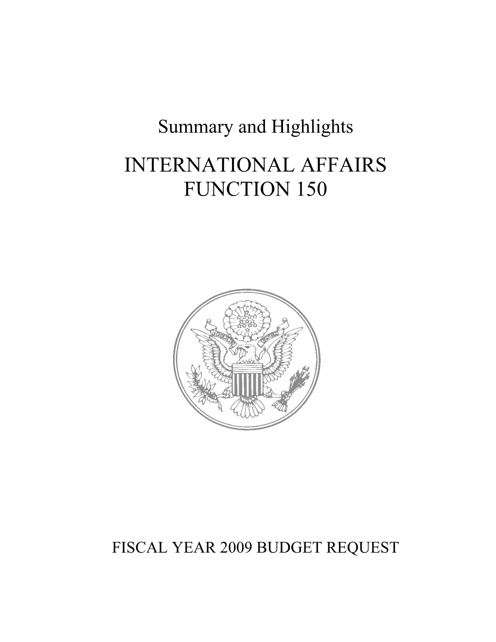 One-Piece PDF of FY 2009 Summary and Highlights