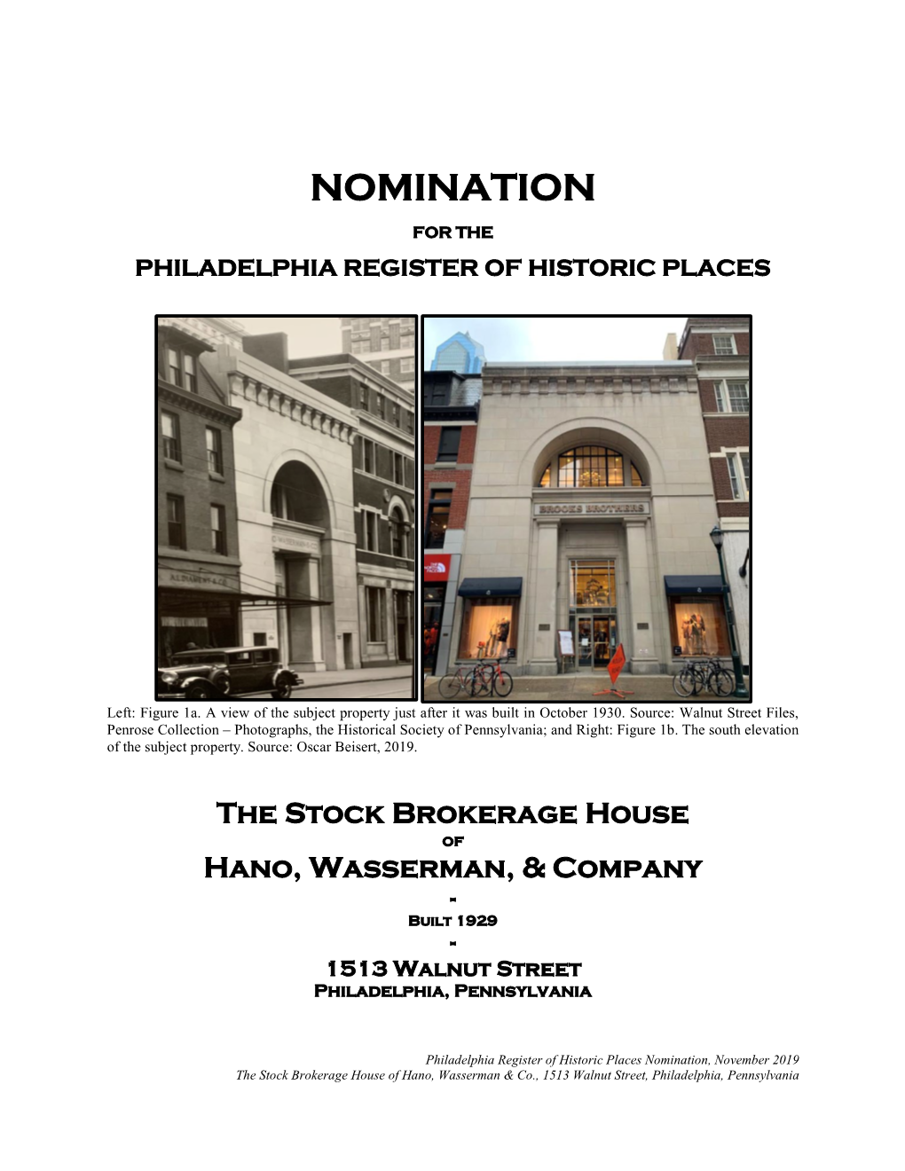 Nomination for the Philadelphia Register of Historic Places