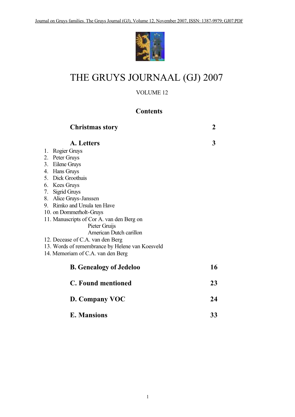 The Gruys Journaal (Gj) 2007