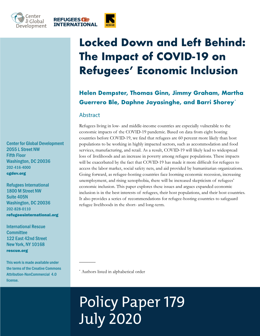 The Impact of Covid-19 on Refugees' Economic Inclusion
