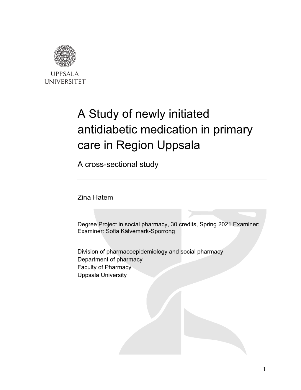 A Study of Newly Initiated Antidiabetic Medication in Primary Care in Region Uppsala